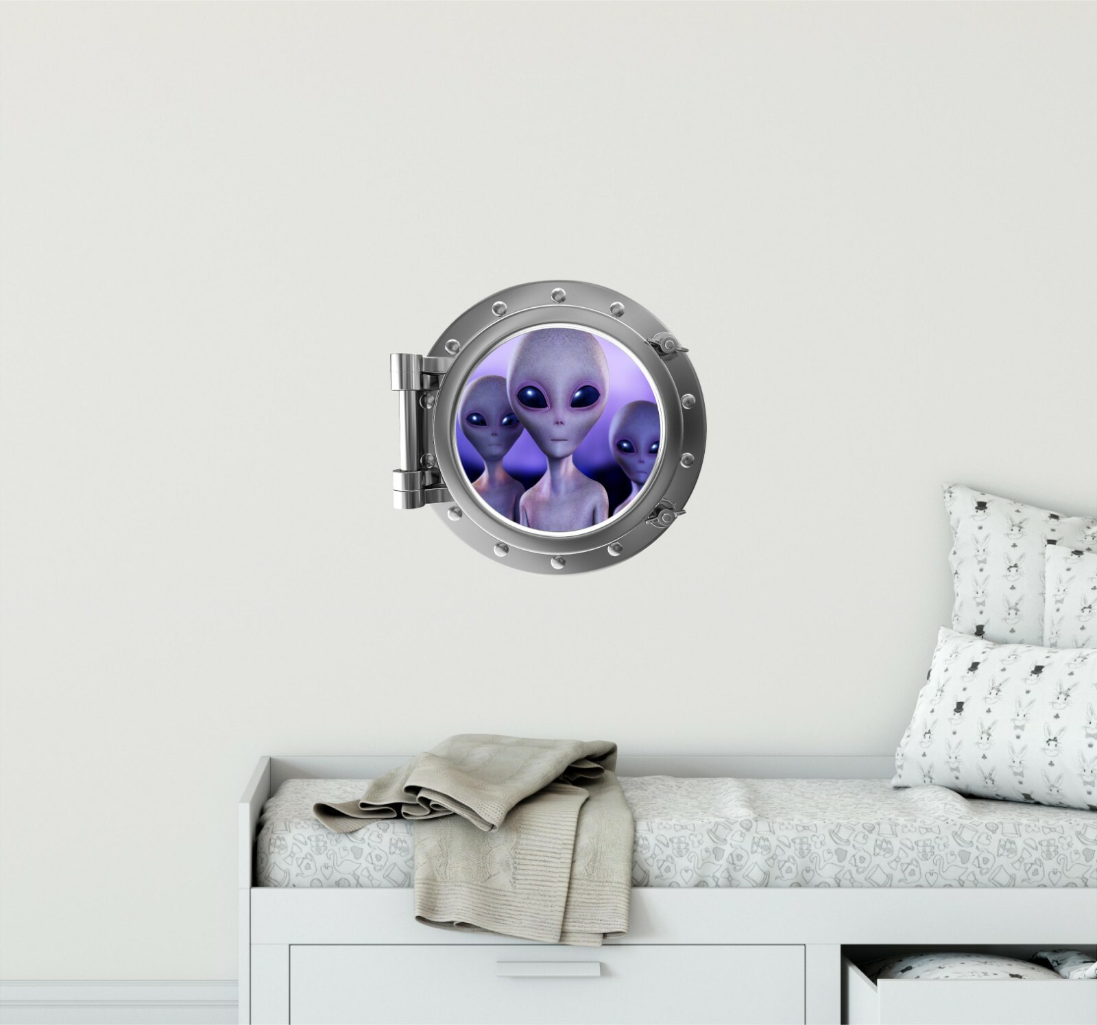 PortScape Aliens 3 Space Porthole Window Wall Decal Removable Vinyl Wall Sticker