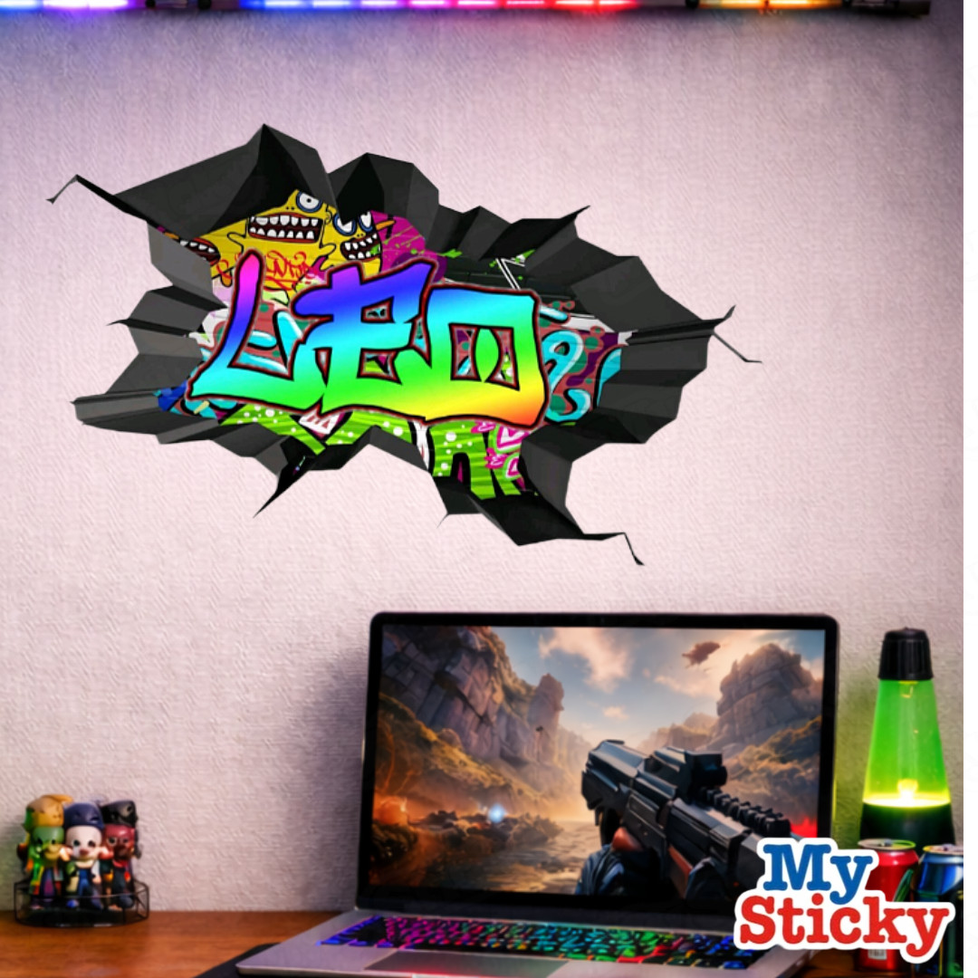 Custom Text Island Style Graffiti Name Wall Decal Personalized Sticker Decor NEW