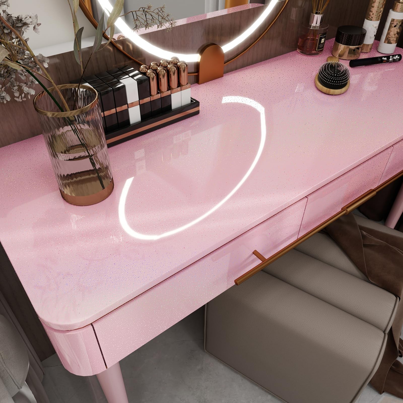 Pink Contact Paper with Holographic Glitter – 15.7”x78” Peel and Sti