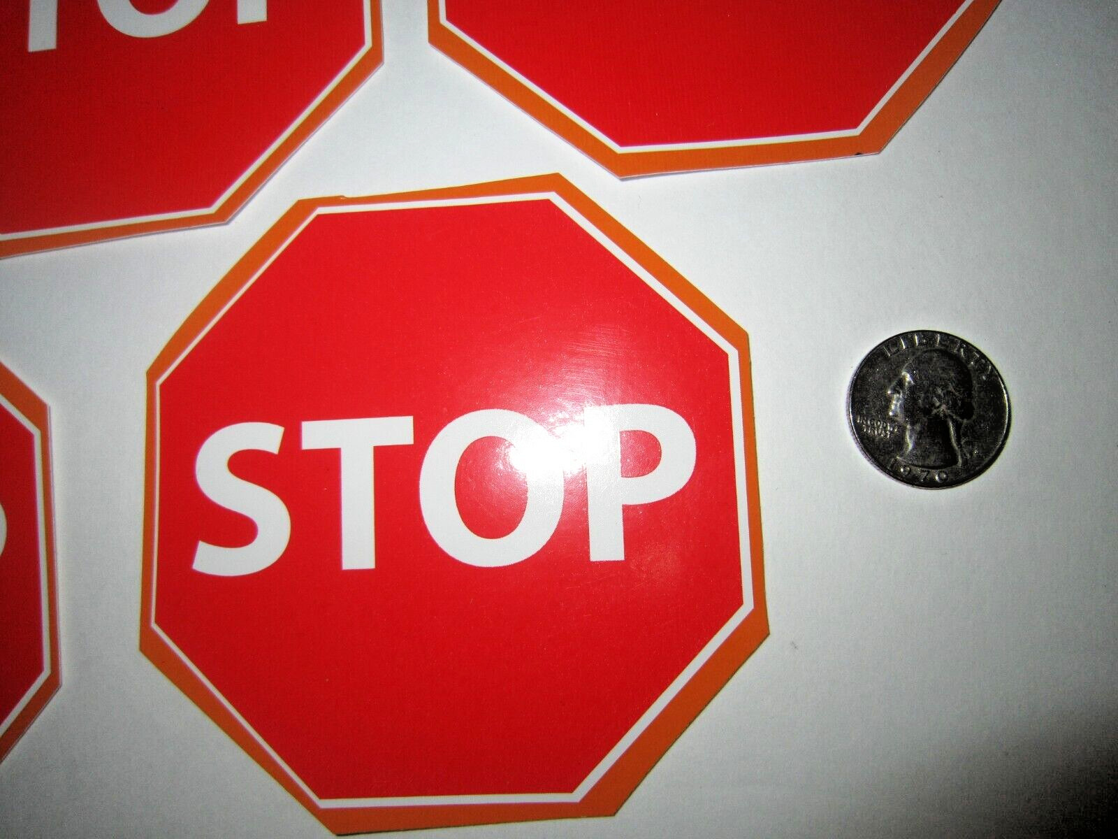 Lot Of 10 Stop Sign Stickers, High Quality Vinyl Decals 3-3/4" Octagon Shape