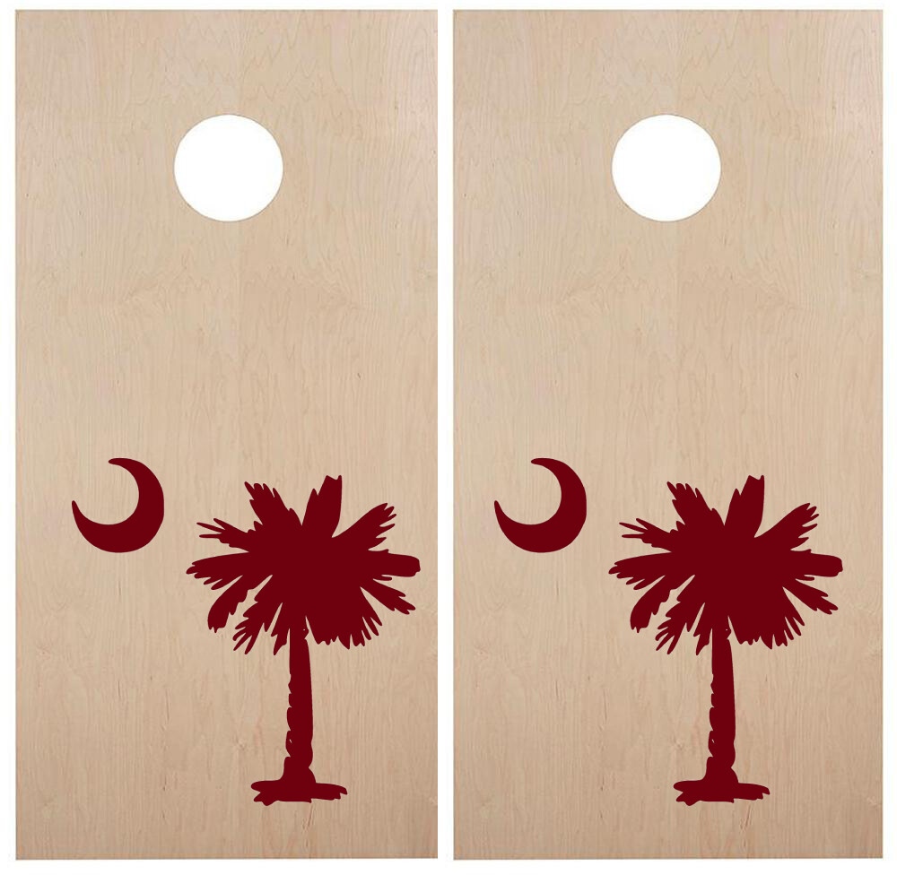 Palmetto Tree Crescent Moon Cornhole Board Decals South Carolina Die Cut 22×22
