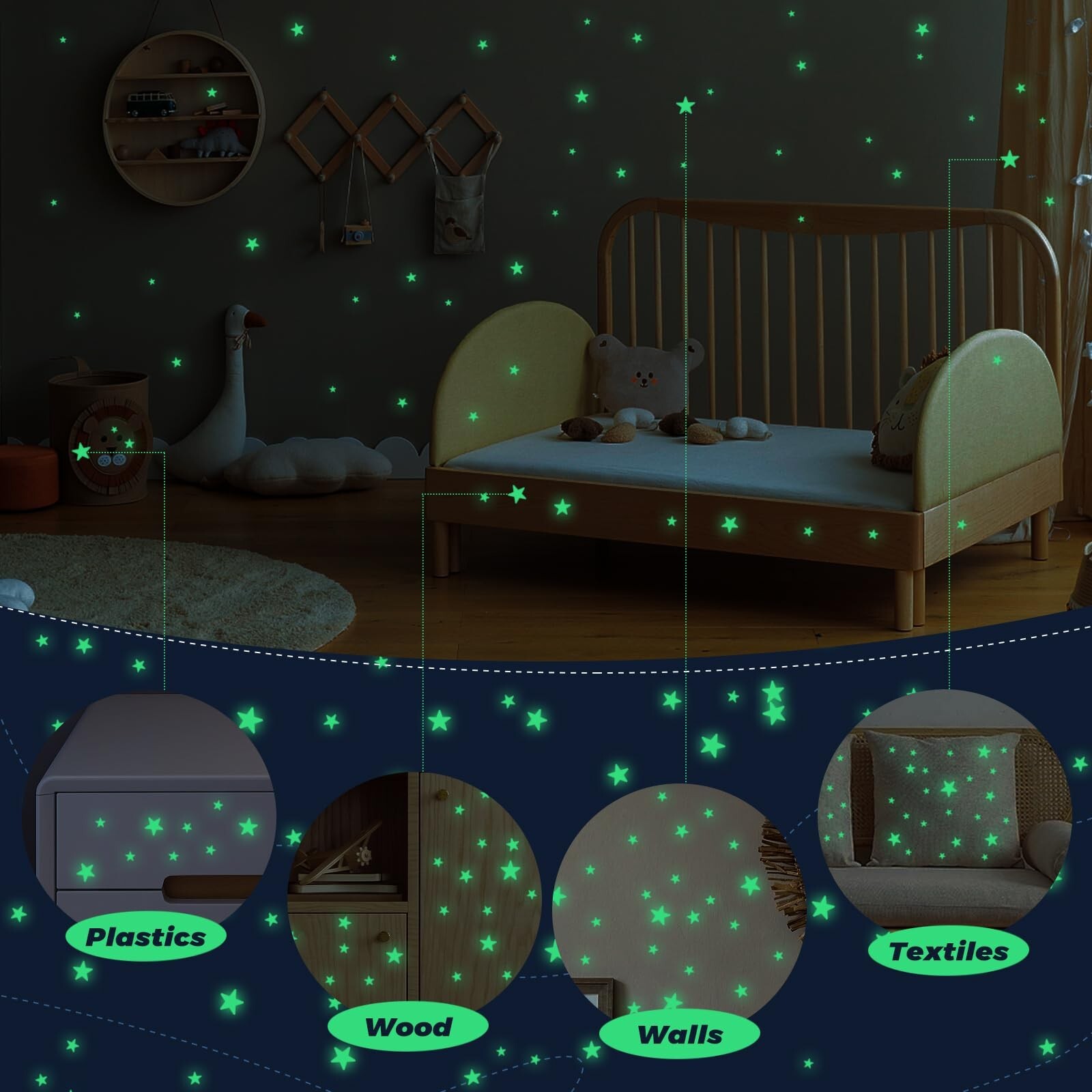 Glow in The Dark Stars Stickers for Ceiling, 514Pcs 3D Room Wall Decor Ceilin…