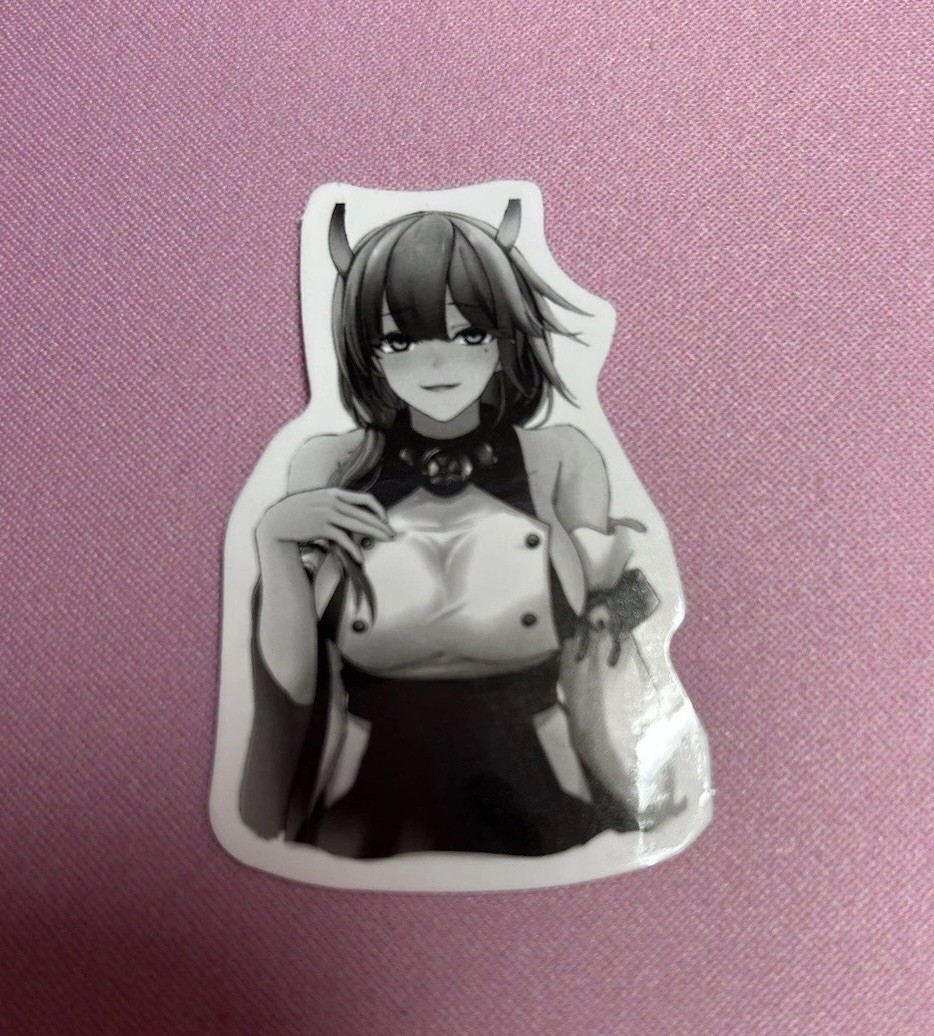 black and white waifu lewd stickers #6