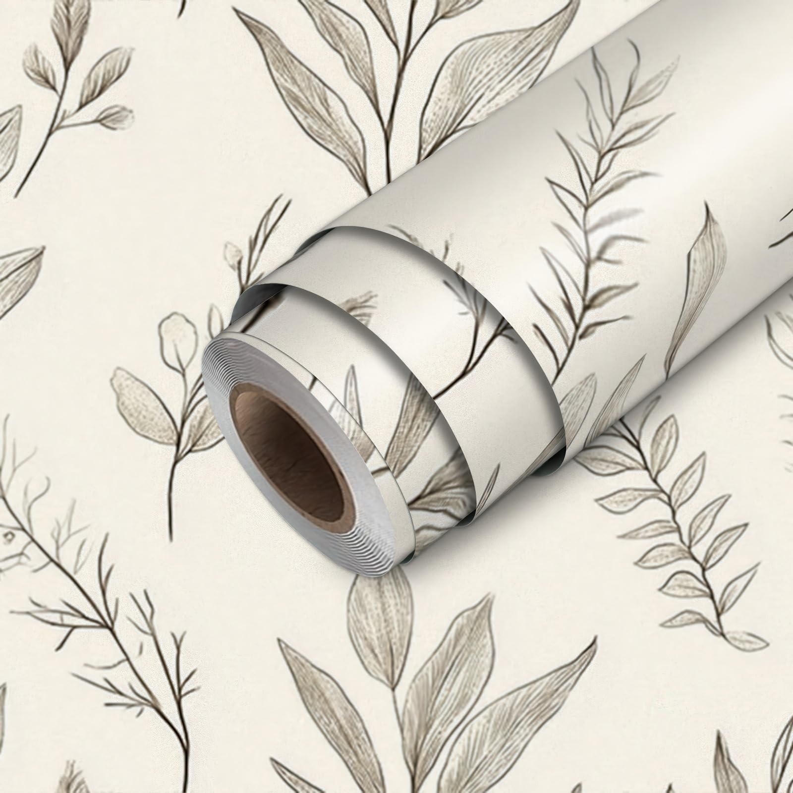 HOMETITUTE Botanical Line Art Wallpaper Peel and Stick Neutral Plant Contact …