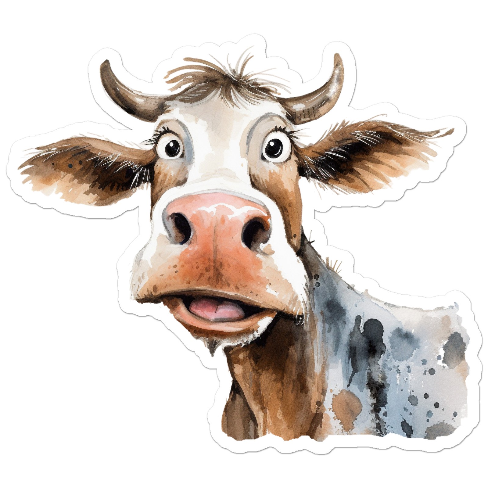 Watercolor Cow – Vinyl Decal Sticker – Car Window Laptop – ebn12467
