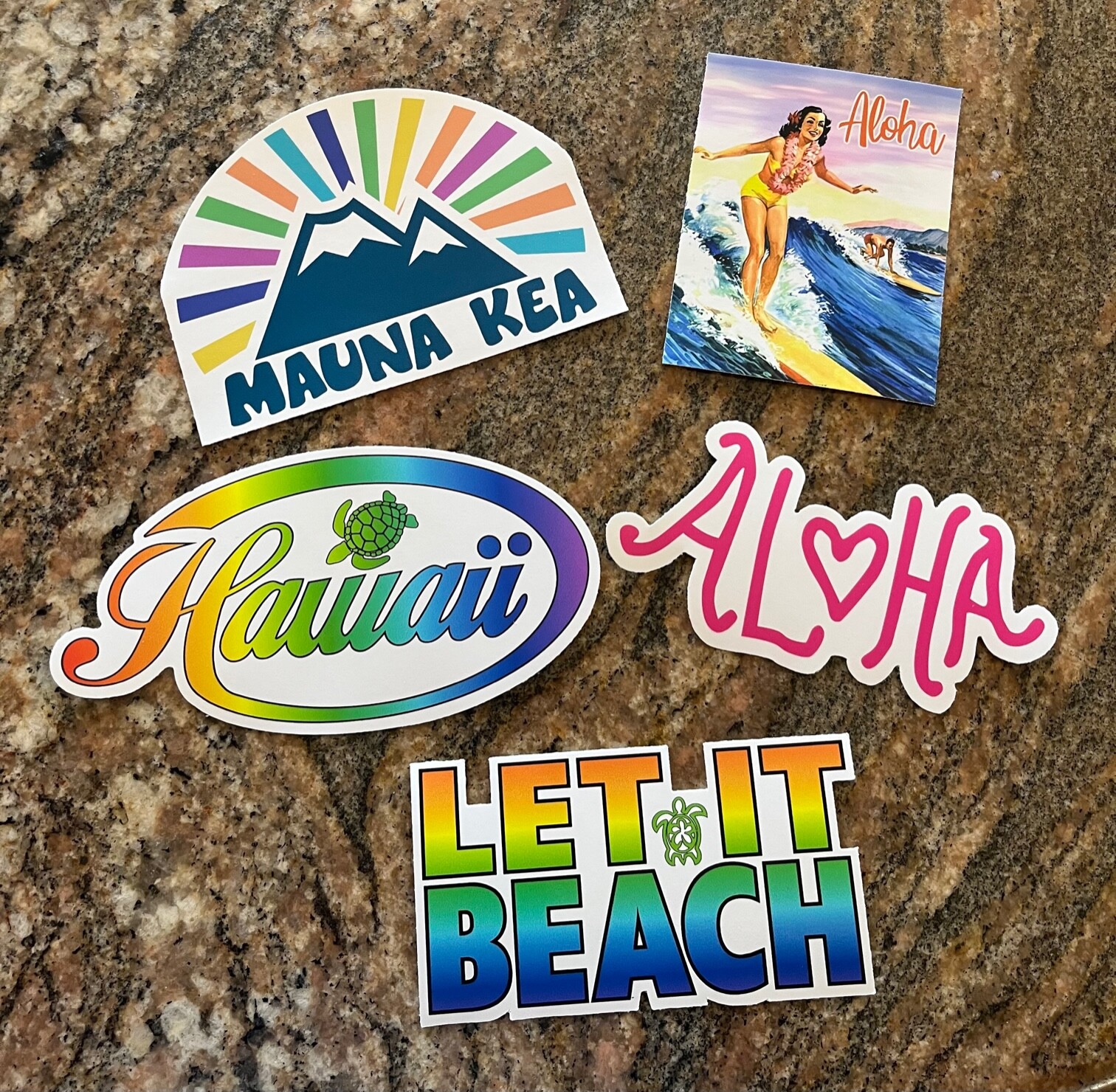 Live Aloha Sticker Pack Lot – Surfing Hawaii Island Maui Kauai Kona Beach Tiki