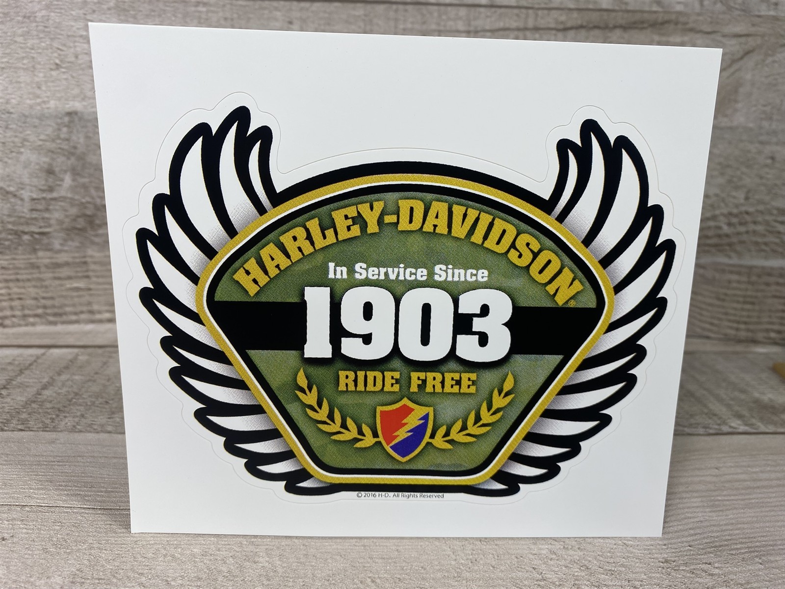 Harley Davidson Salute to the Military Decal / Sticker – 1903 Ride Free w/ Wings