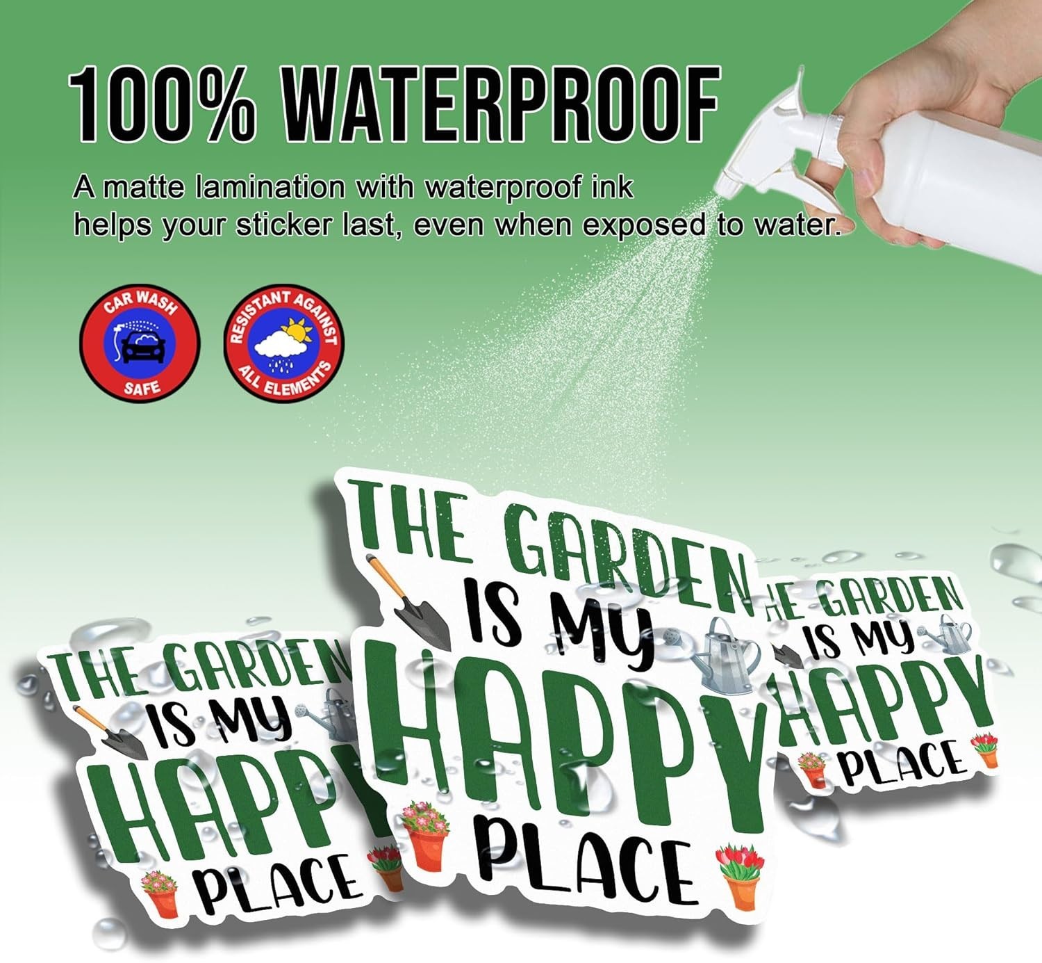 Plant Sticker The Garden is My Happy Place Plant Pot Botanical Gardener Gift 5"