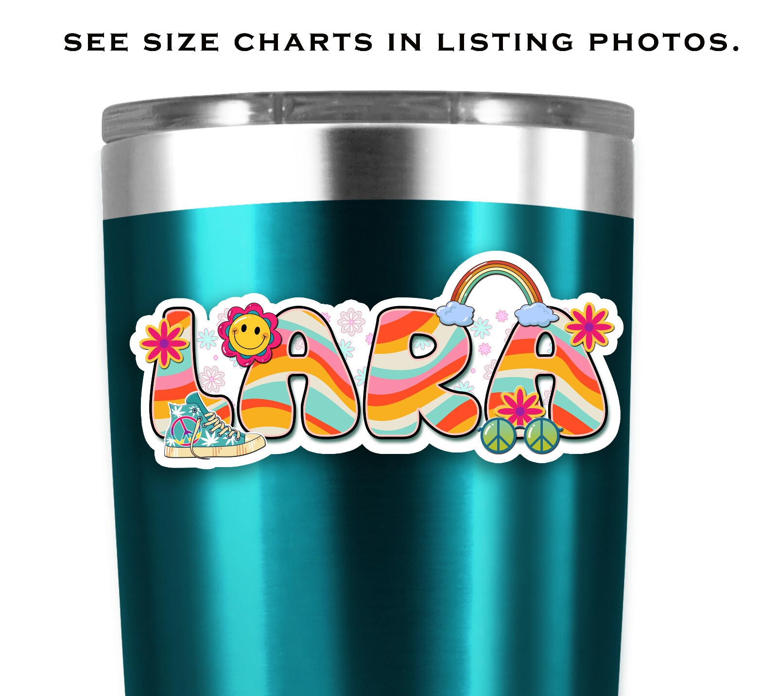 Custom Name Sticker, Retro Hippie Groovy, Aesthetic Personalized Decal