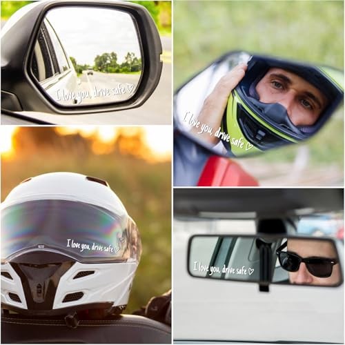 White Cute Car Stickers Upgrade I Love You Drive Safe Mirror Stickers – 3 Pcs