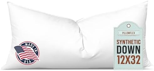Pillowflex Synthetic Down Pillow Insert – 12×32 Down Alternative Pillow, Ultra S