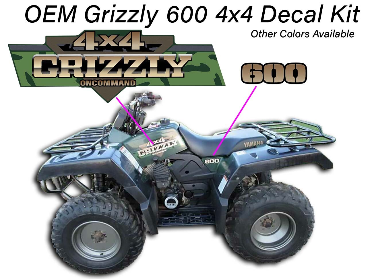 1998 1999 2000 Yamaha Grizzly 600 4×4 Decal Graphics Sticker Emblem Kit Set