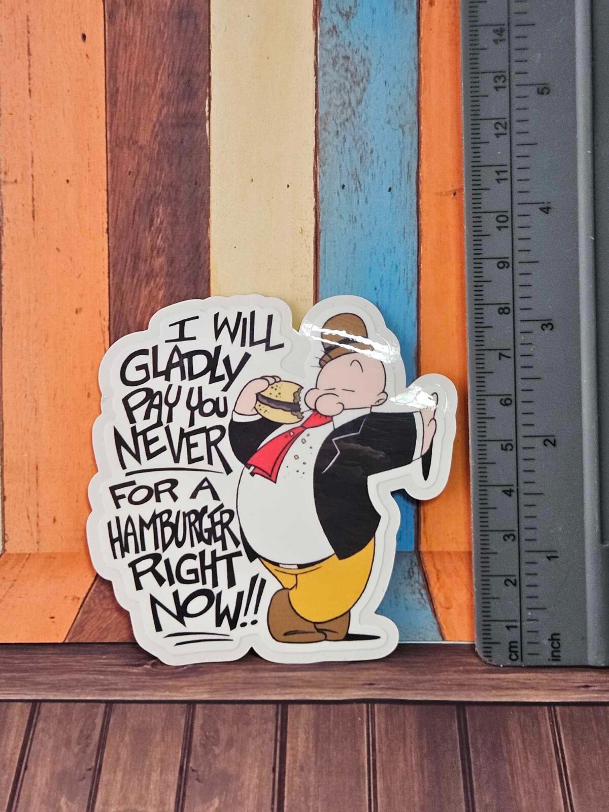 Set 3 Popeye Classic and Wimpy Hamburger Nostalgic Laminated Laptop Stickers