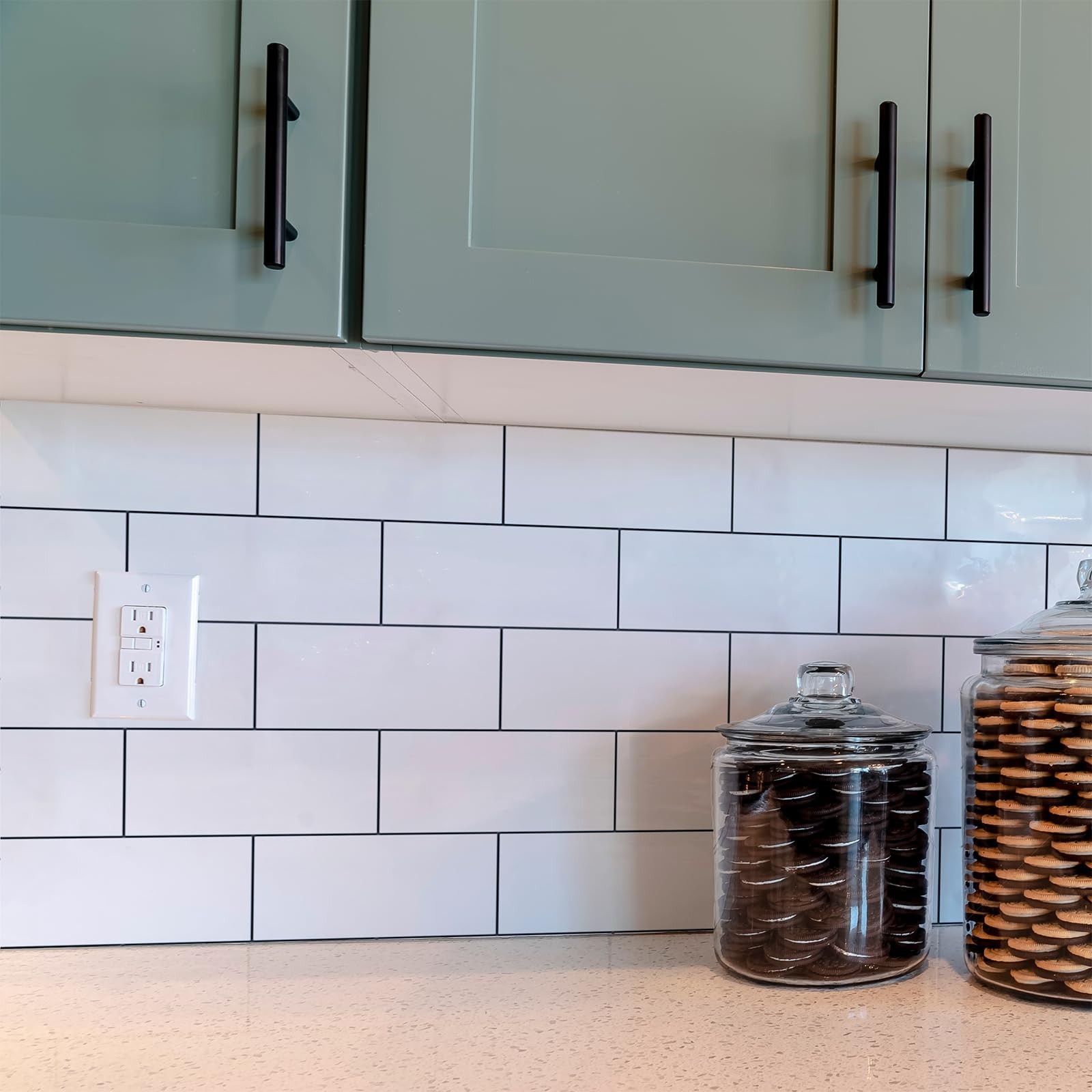 100 Pieces Peel and Stick Backsplash for Kitchen, 3" x 6" PVC Subway Tile, Gl…