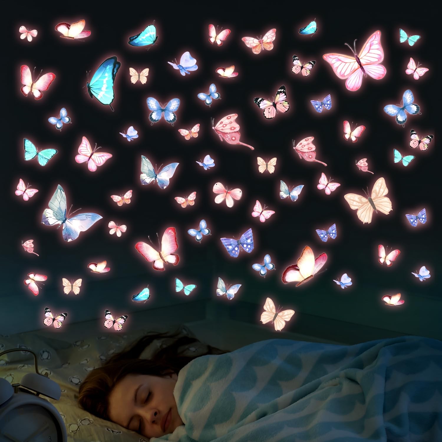 3 Sheets Glow in The Dark Butterfly Wall Decals, As Shown the Picture
