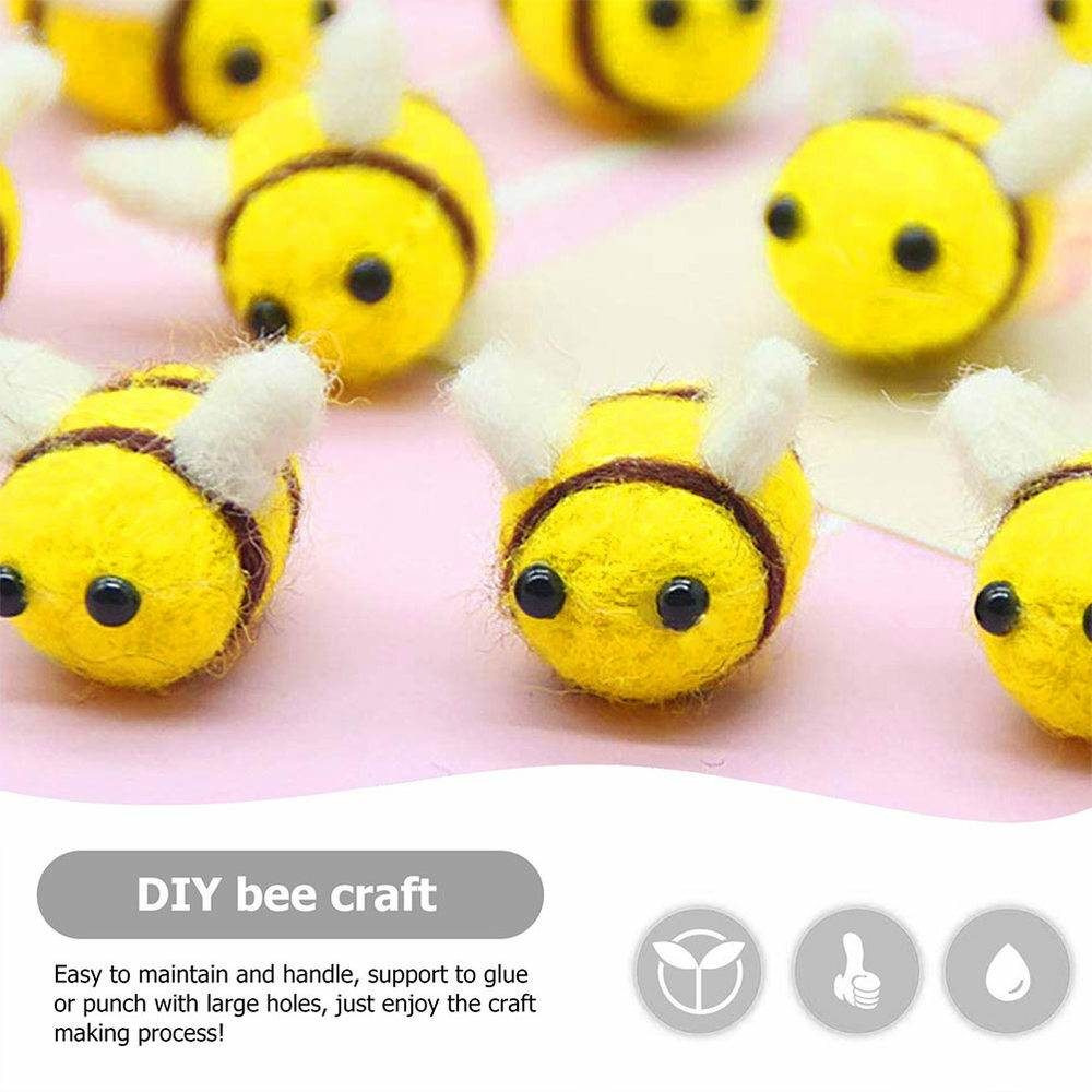 20PCS DIY Wool Felt Poms Felt Bees Embellishments Felt Applique Decor Wool Felt