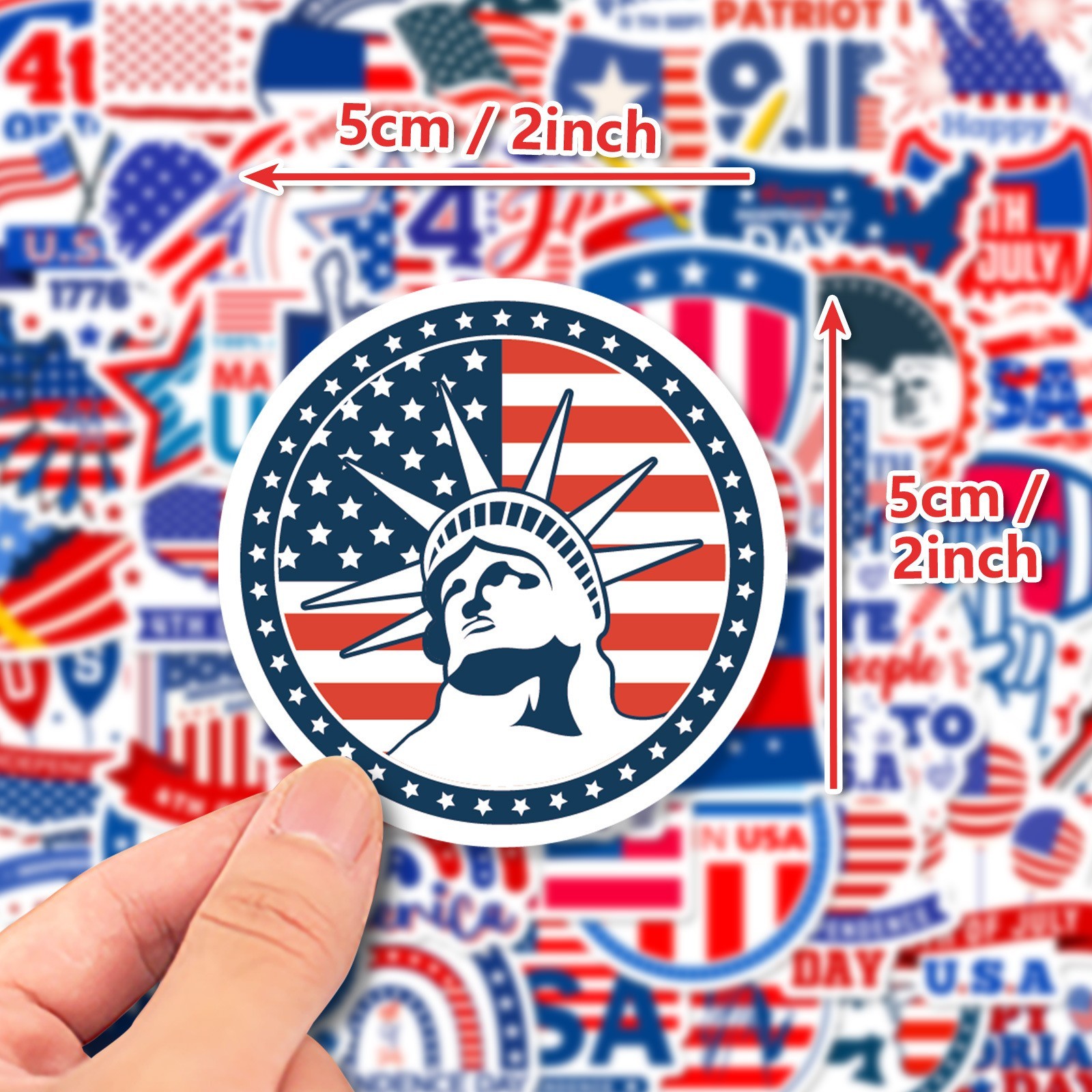 50PCS USA Flag Patriotic Stickers Independence Day Faith Decals for Laptop Phone