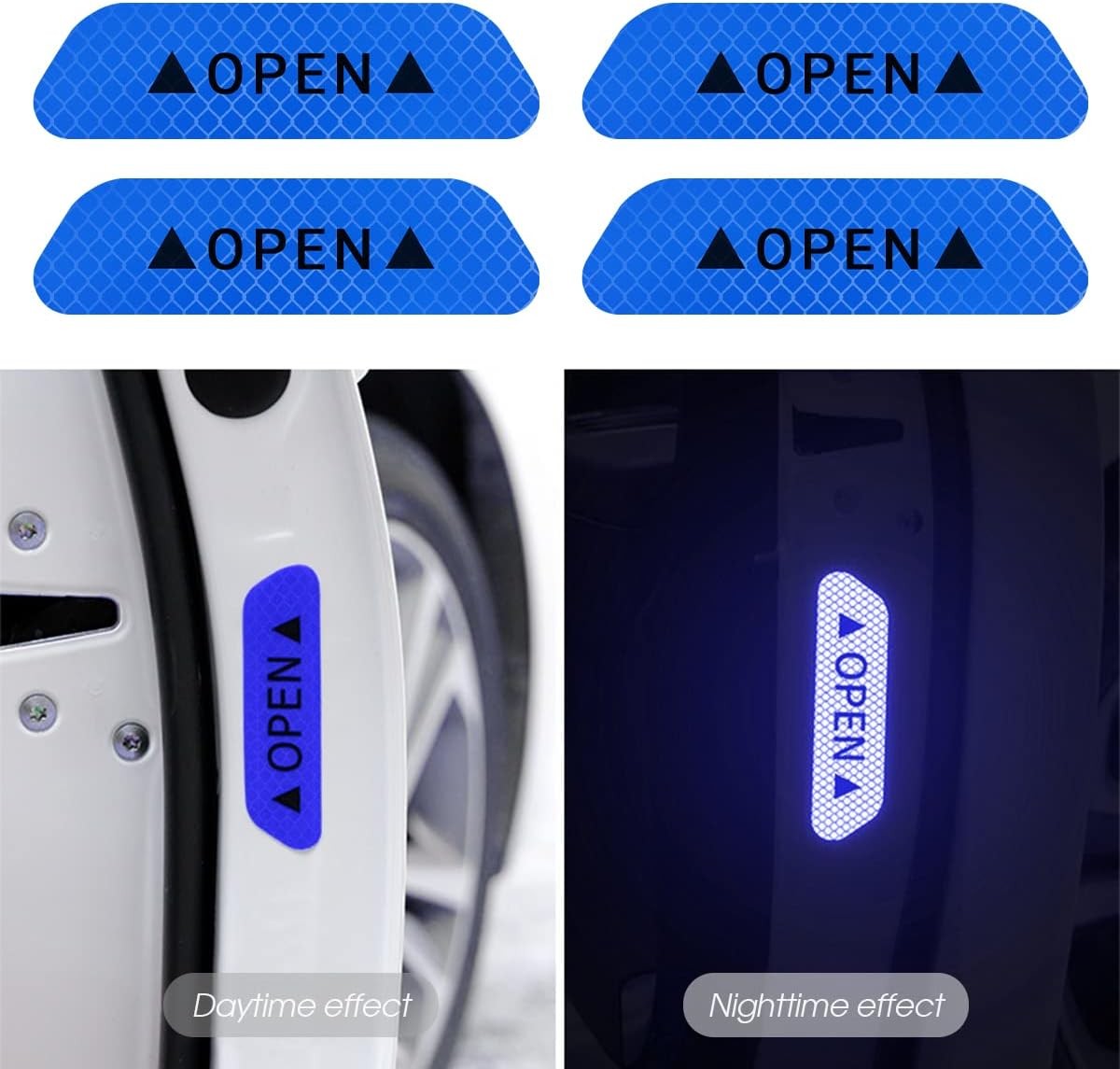 Reflective Car Door Warning Stickers 4 Pack Night Safety Anti Collision