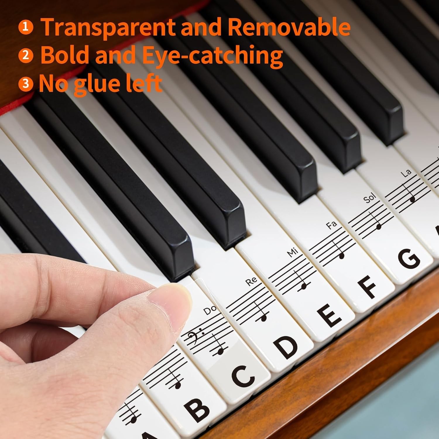 Piano Key Stickers for 88/76/61/54/49 Keys, Removable Piano Stickers for Black
