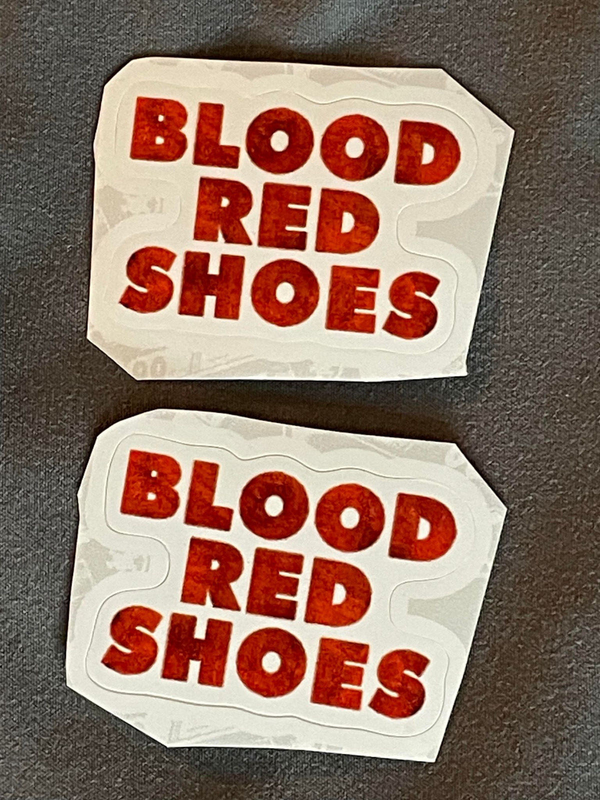 Lot (2) BLOOD RED SHOES 1 1/4" x 1 3/4" Band Logo STICKERS FAST! FREE SHIP!