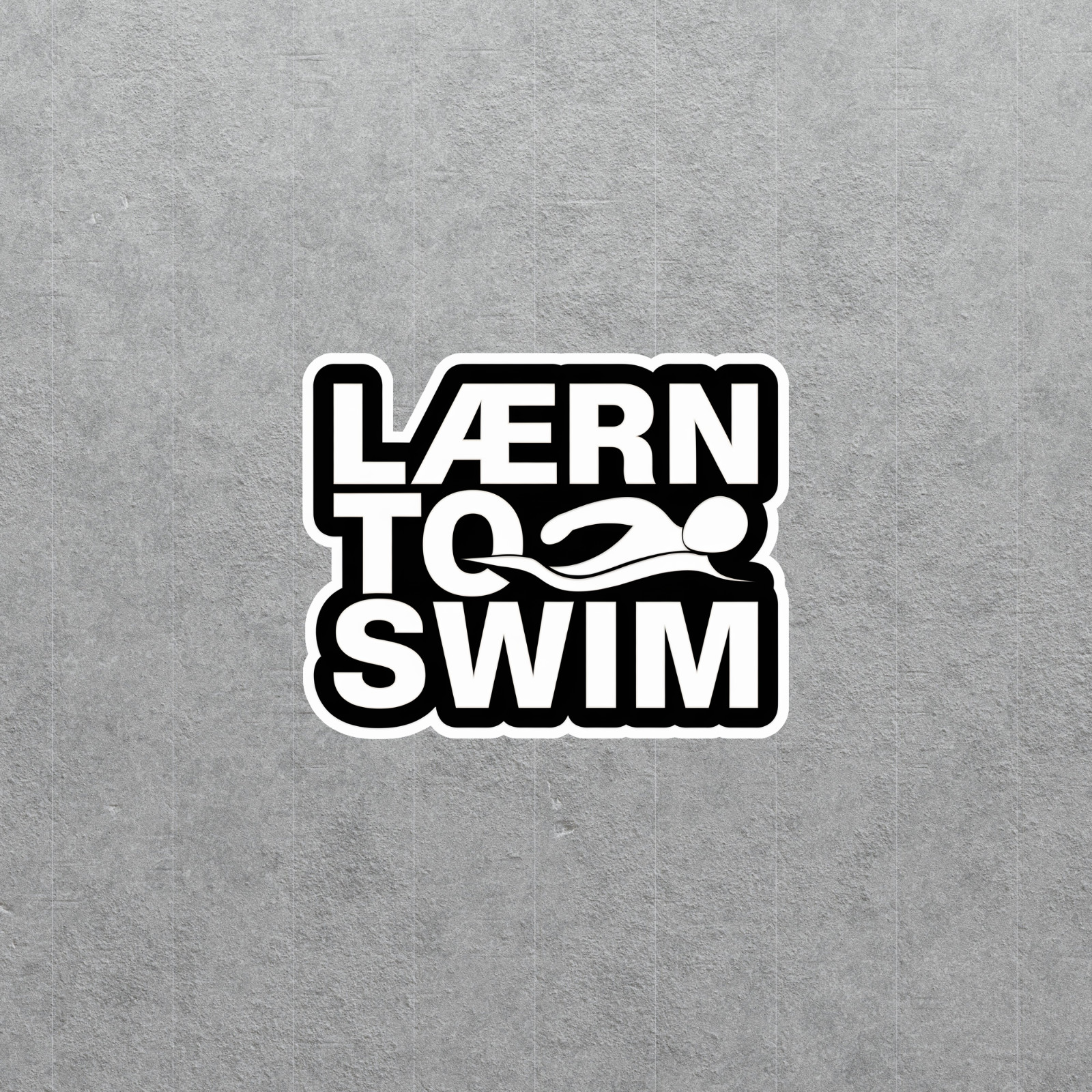 Learn to Swim Typography Sticker – Motivational Aquatics Decal #3865