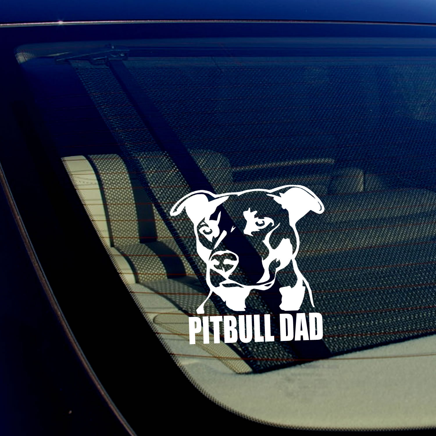 PITBULL DAD Decal Sticker Car Window Bumper Wall I Love My Rescue Dog 4" Inches