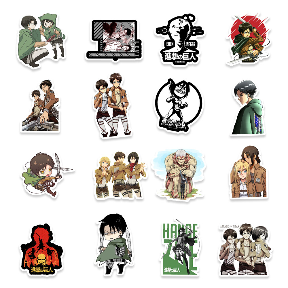 50 Pcs Stickers Attack on Titan Anime Skateboard Phone Laptop Car Luggage Vinyl
