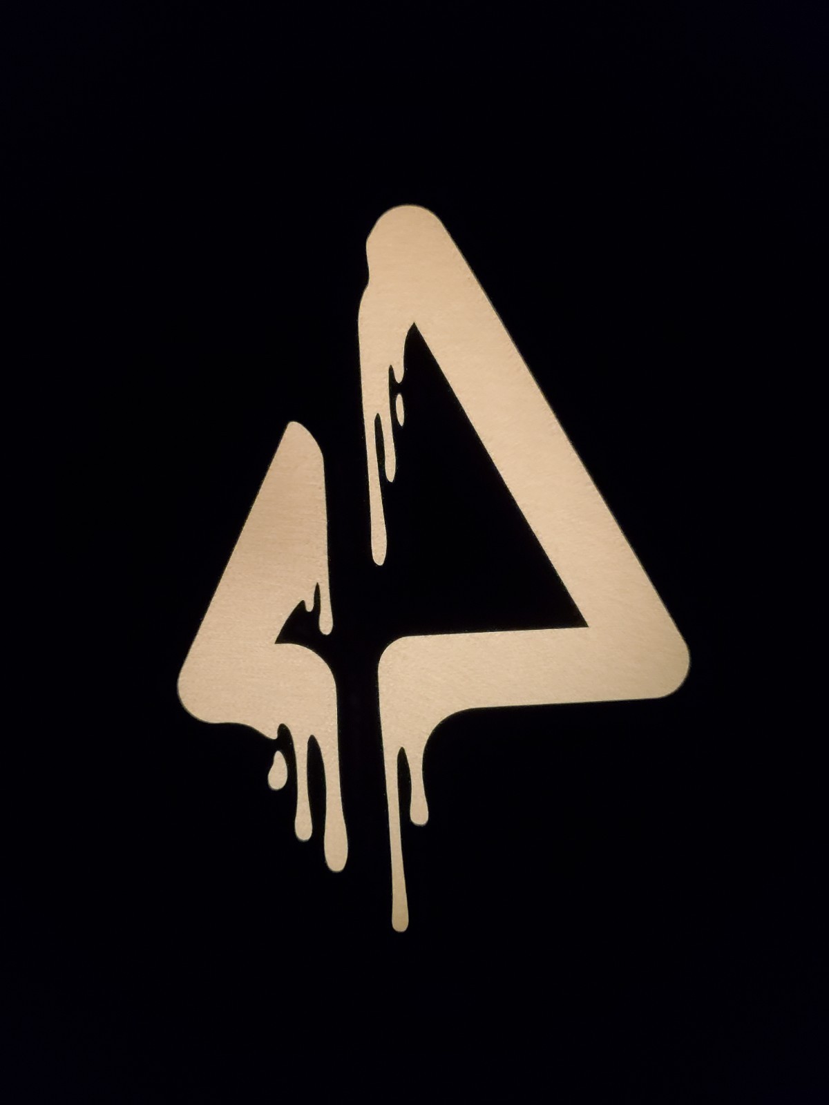 Glow In The Dark Melting Triangle Vinyl Decal Medium Size Sticker Bright Orange