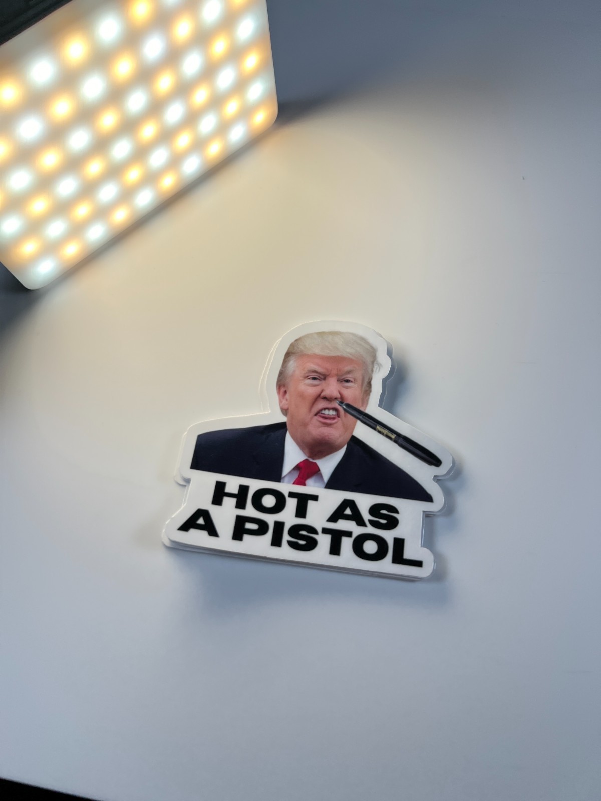 Trump Stickers "HOT AS A PISTOL" MEME Gas Pump Waterproof Vinyl NEW 1/10/50/100