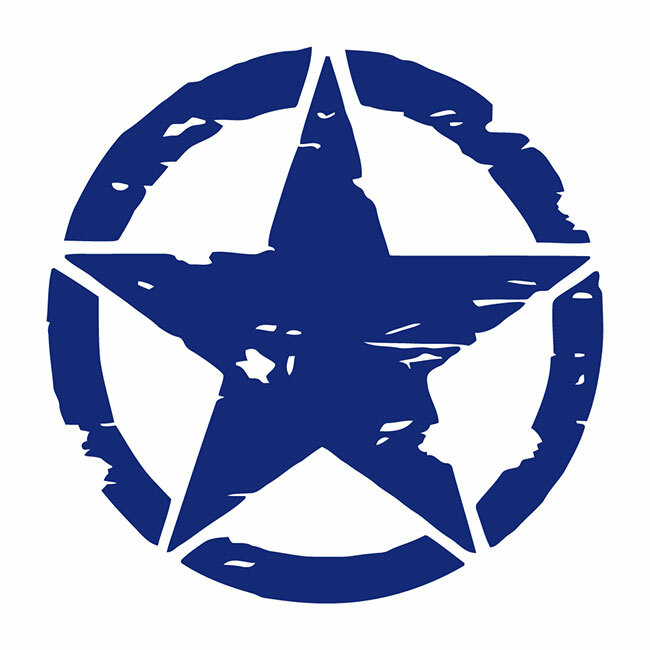 Automotive Distressed Army Star Die Cut Decal Multiple colors Made USA