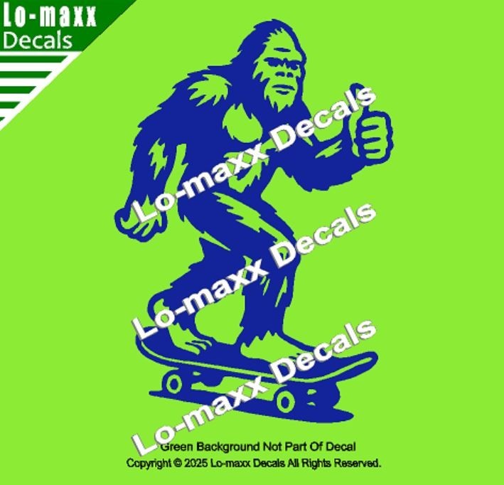Sasquatch Yeti Skateboard Car Truck Funny Bigfoot Vinyl Sticker Die Cut Decal