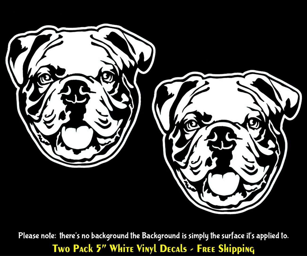 English Bulldog Peeking Two 5" White Vinyl Decal Car Windows Laptop Tablet