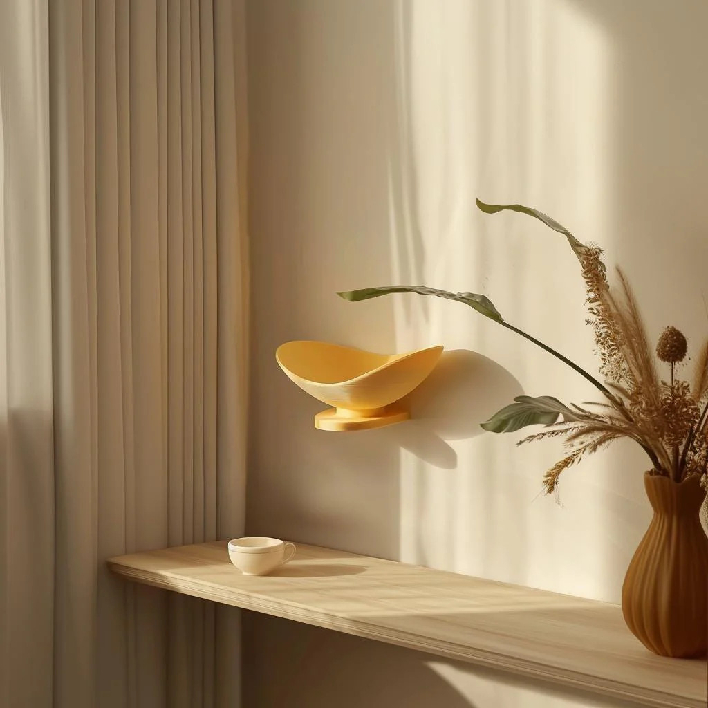 3D Printed Bowl Wall Shelf | Modern Sculptural Floating Shelf | Minimalist Wall