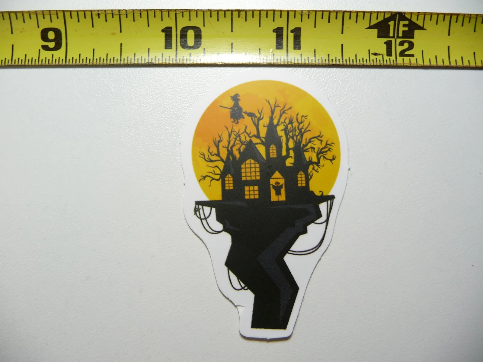 HALLOWEEN HAUNTED HOUSE ON WITCH HAT SMALL STICKER DECAL FALL SEASON DECORATION
