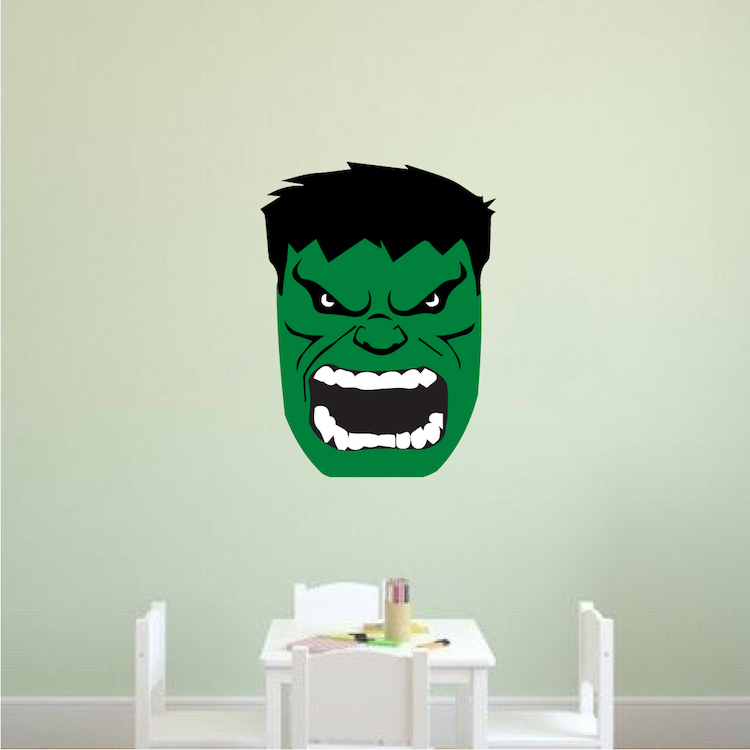 Hulk Screaming Face Wall Decal Superhero Wall Design Avengers Marvel Comic, e29