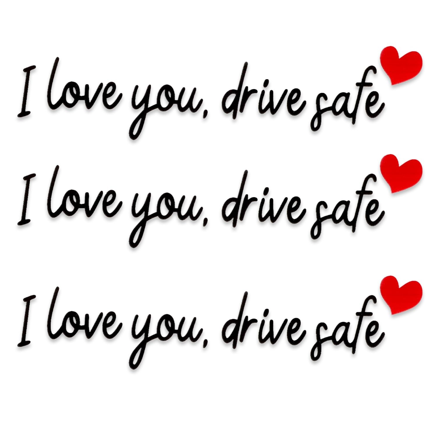 Share 3pcs I Love You Drive Safe Mirror Stickers, Cute Car Rear Black