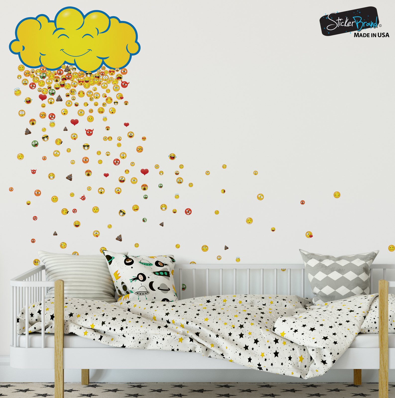 Happy Cloud Raining 200 Smiling Faces Graphic Decal #6093