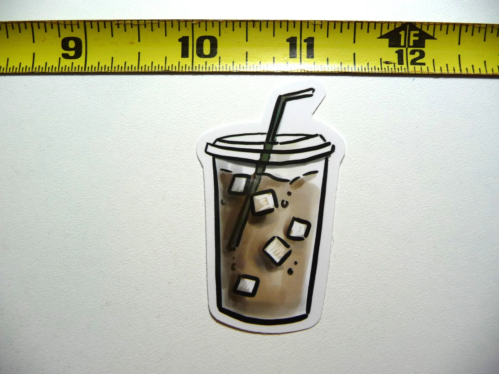 ICE COFFEE WITH STRAW SMALL STICKER DECAL BEVERAGE MORNING WAKE UP FUN