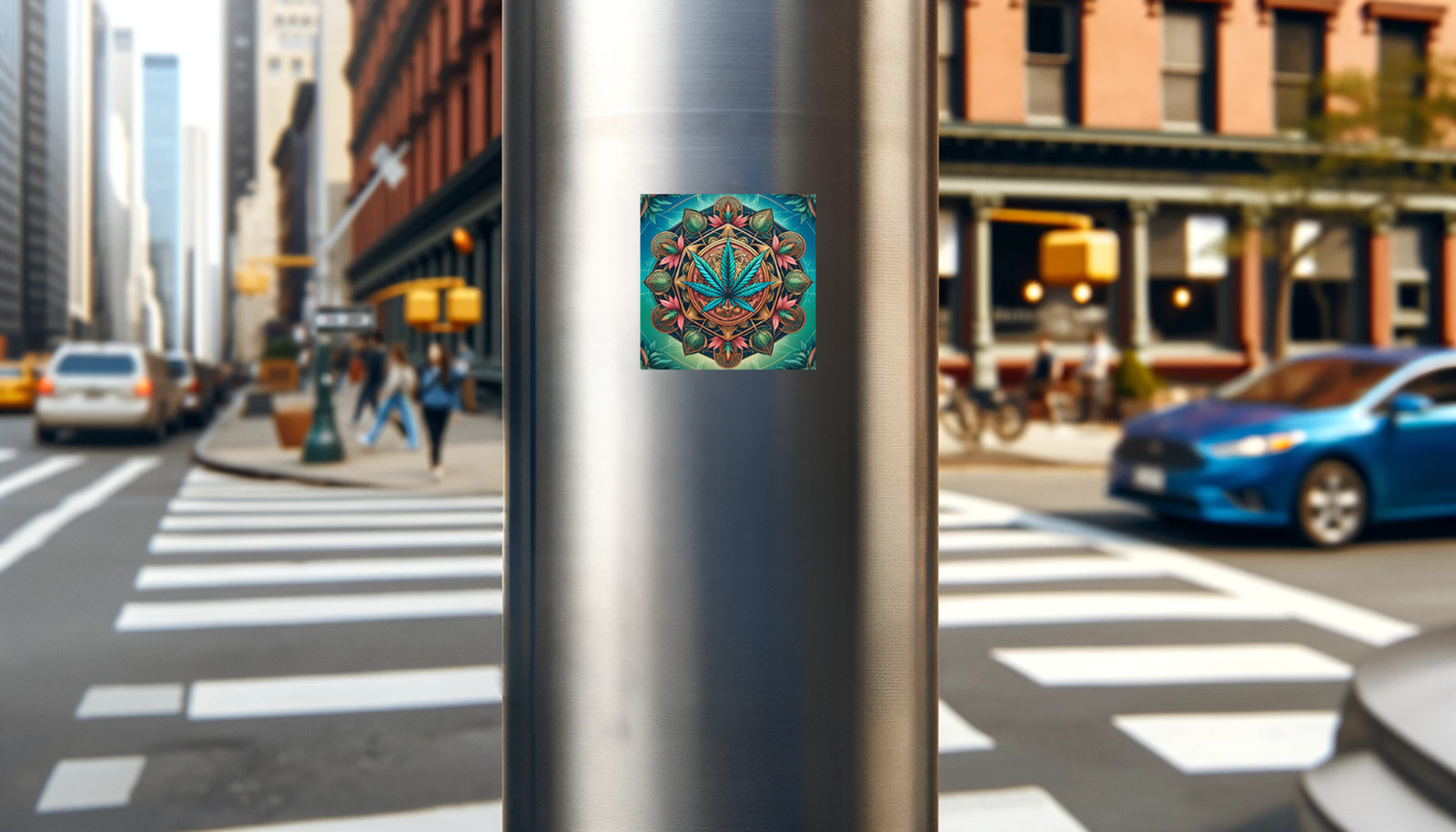 Geometric Cannabis Leaf 3×3” Vinyl Sticker – Mandala Marijuana – 420 – Free Ship
