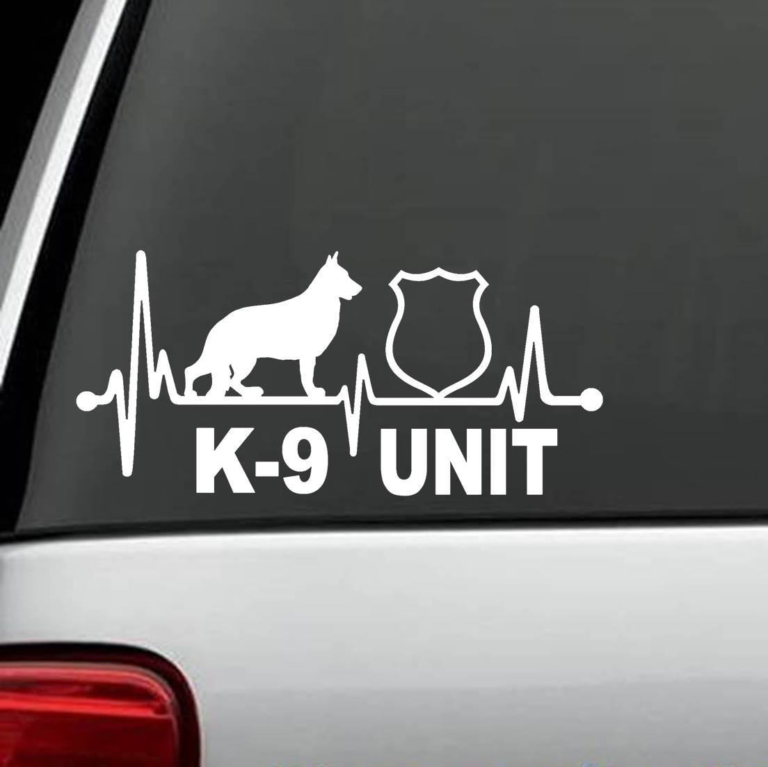 K9 K-9 Unit German Shepherd Heartbeat Dog Decal Sticker SAR Drug Law Badge K1169