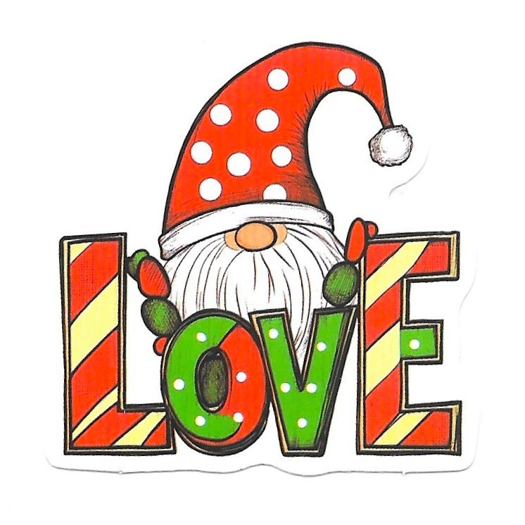 Christmas Gnome Sticker Love Holiday Scrapbooking Journal Vinyl Die Cut
