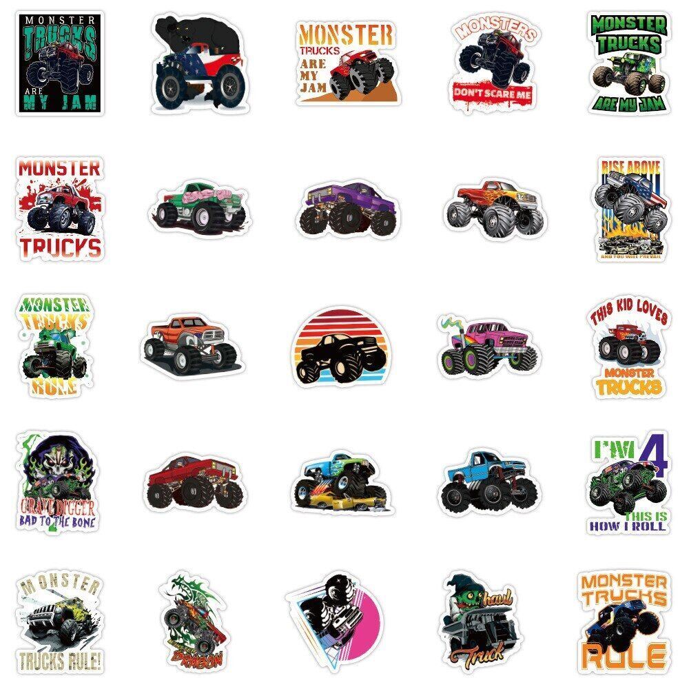 MONSTER TRUCKS Vinyl Stickers ~OFF-ROAD Are My Jam LOVE Rules~ WATERPROOF Decals