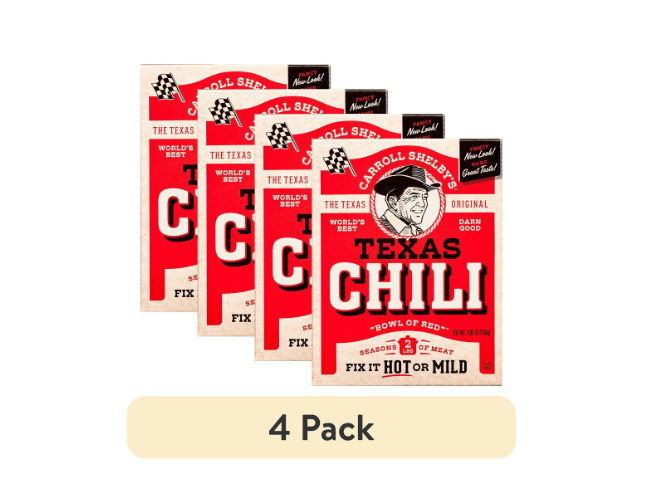 (4 pack) Carroll Shelby's Texas Chili Kit, 3.65 oz.