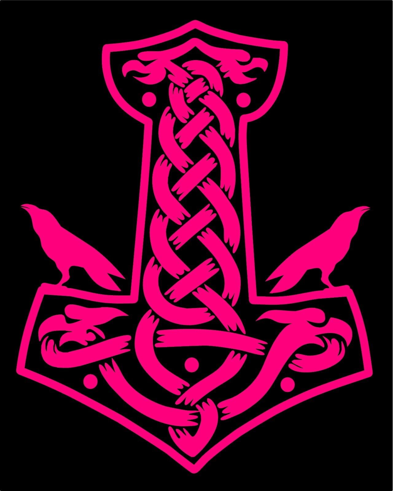 Thor's Hammer Decal with Ravens Mjolnir Viking Nordic car laptop vinyl sticker