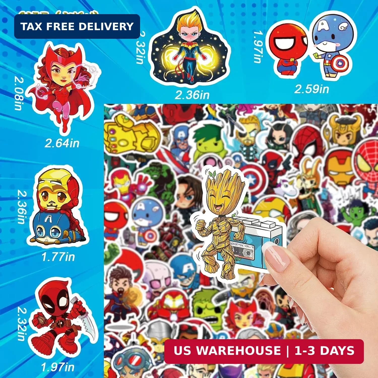200PCS Cool Character Stickers for Water Bottles Skateboard Luggage Laptop Bumpe