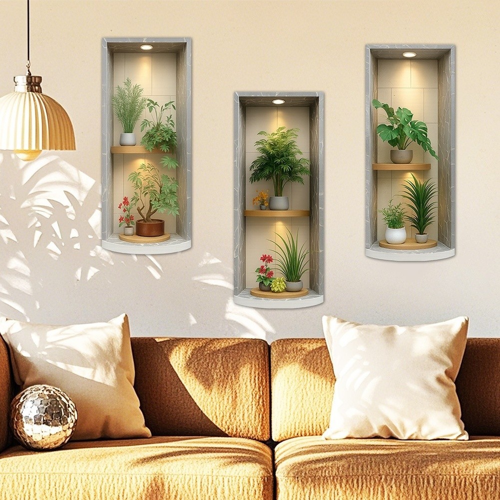 Simulated Plants PVC Wall Stickers Removable Modern Decor for Living Room Use