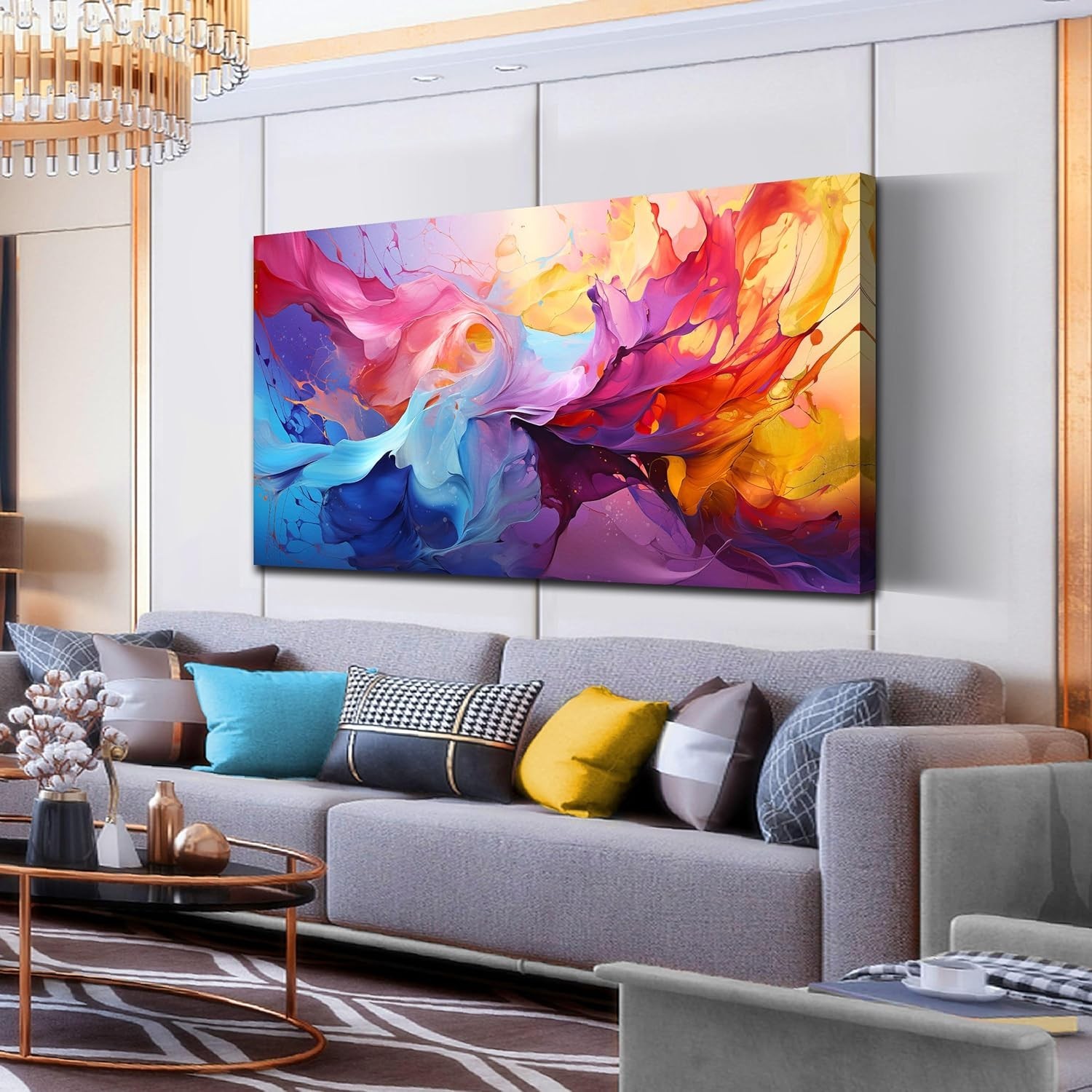 Abstract Wall Art for Living Room, Colorful Canvas Wall-Art for Bedroom, Print,