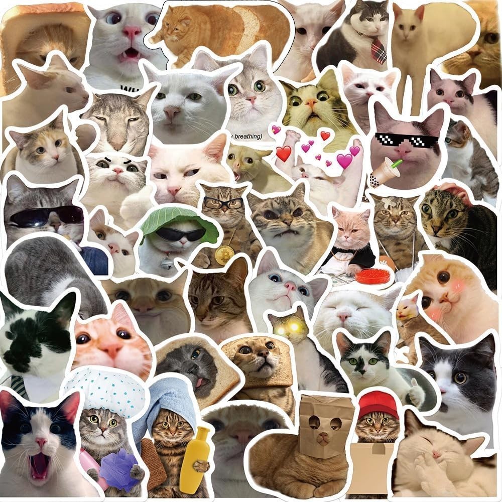 100PCS Funny Dog & Cat Meme Stickers Cute Cat & Dog Stickers Adults Teens