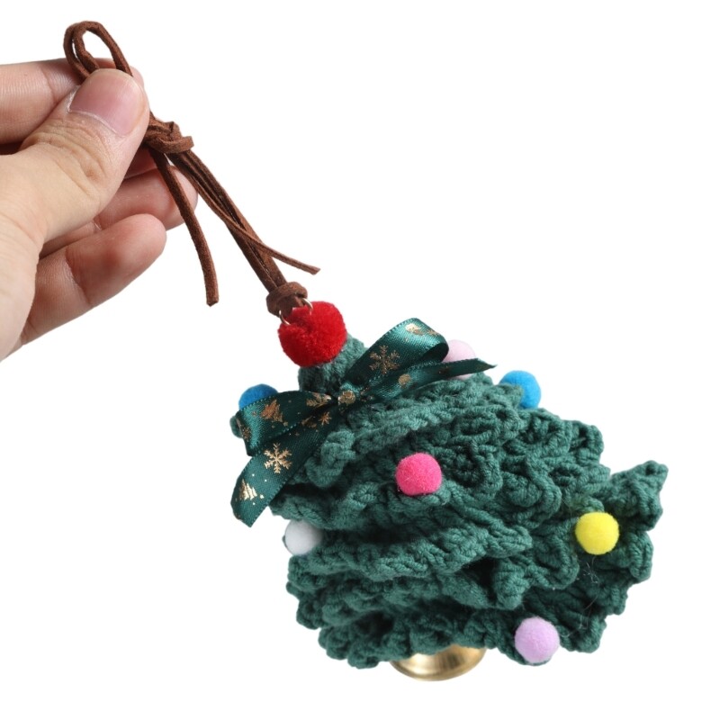 Handwoven Christmas Tree Pendant Charming Crochet Keychain Christmas Decorations