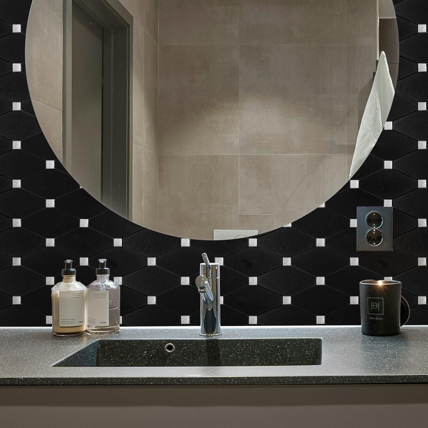 Peel And Stick Backsplash 10 Sheets Kitchen Mosaic Tile Sticker Black Brushed Al